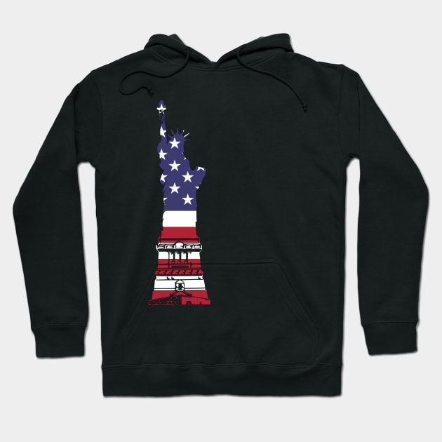 Statue of Liberty in American Flag - USA Flag T Shirt Hoodie by Printaha